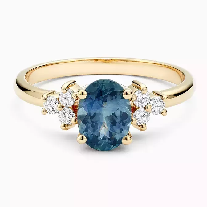 Golden Ring with Diamond & Sapphire