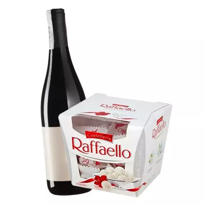 Raffaello box + wine
